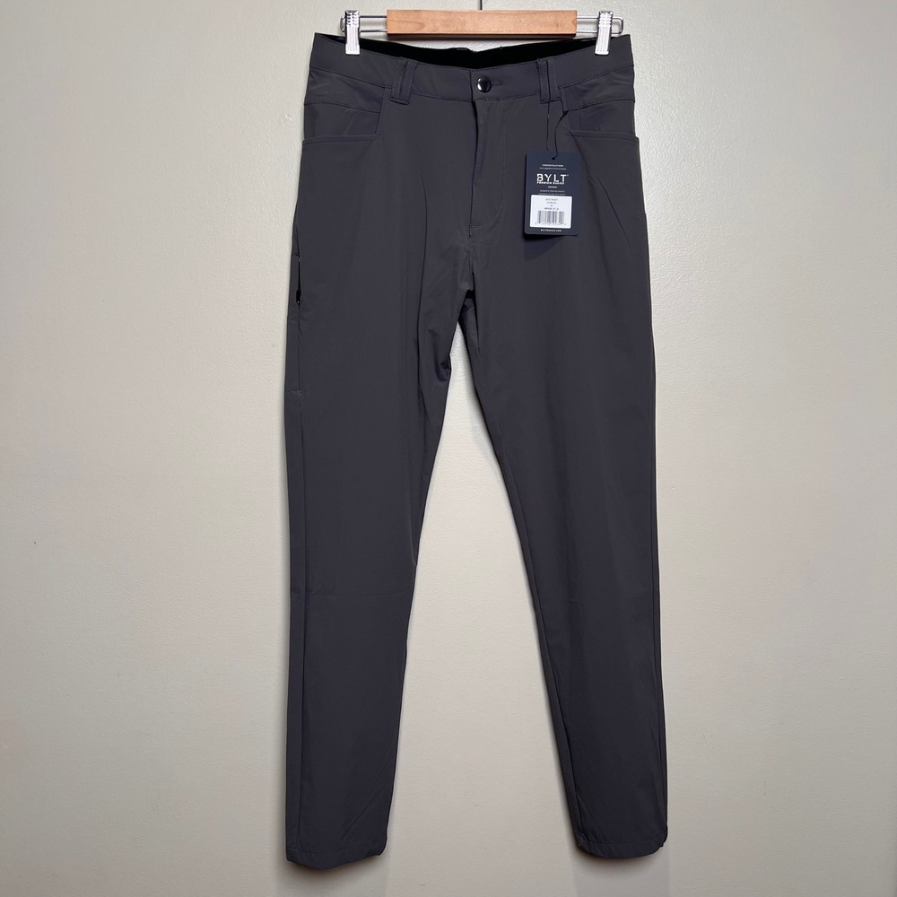 BYLT Ace Pant Men 30 Charcoal Gray Slim Fit Technical Stretch NWT